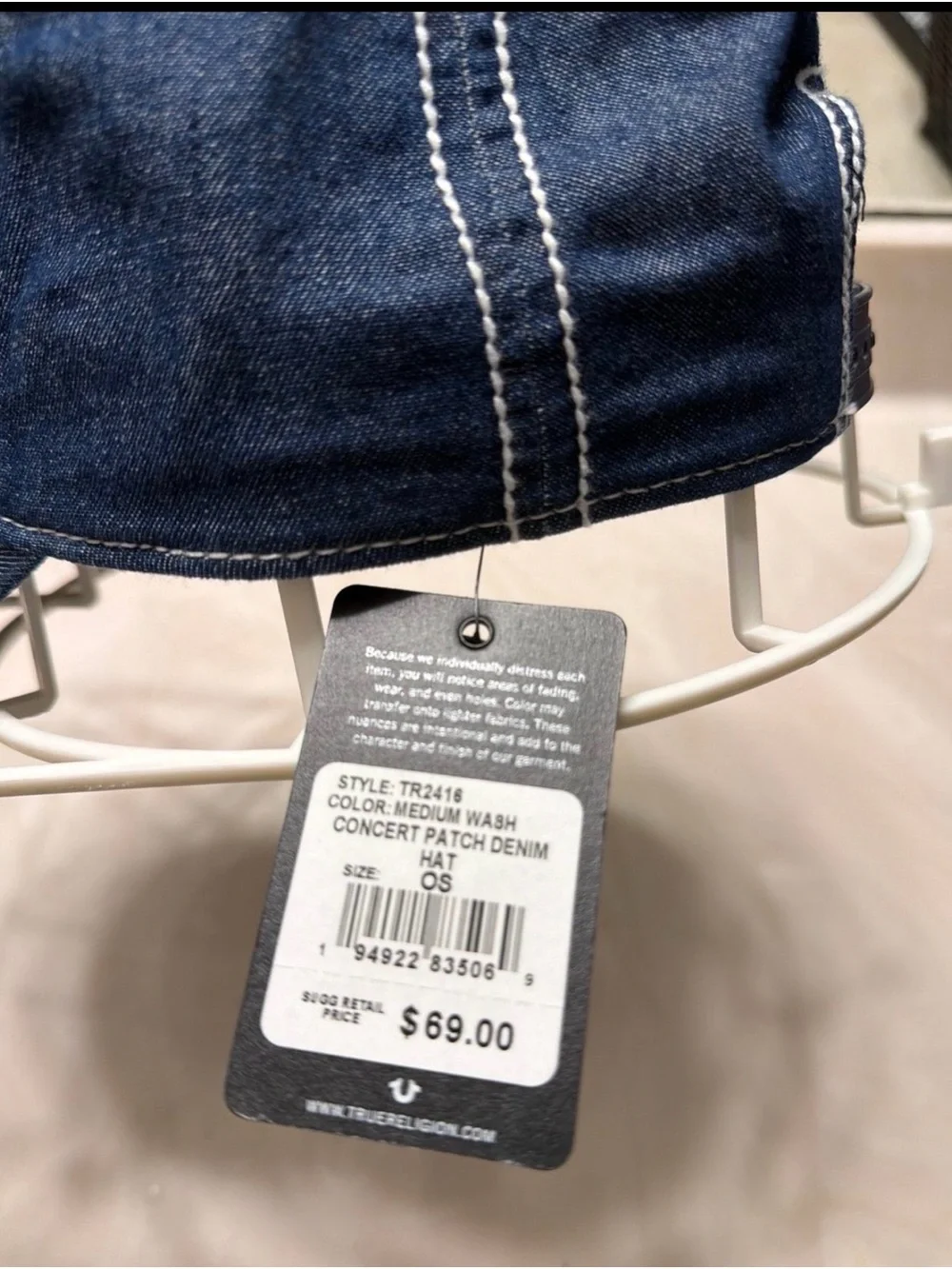 True Religion Denim Baseball Cap - Blue with Red Patch